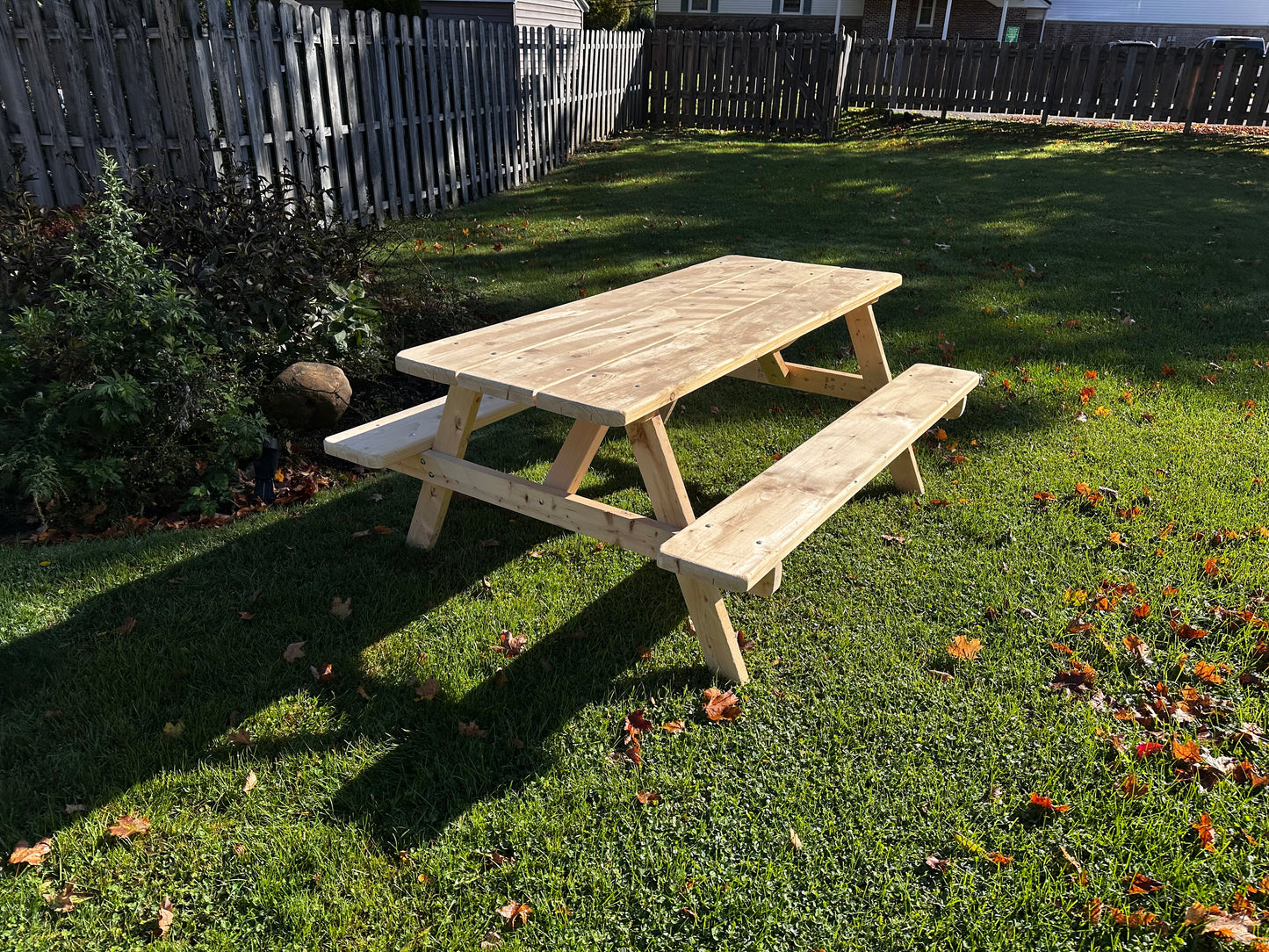 6 or 8 Foot Picnic Table with Attached Benches