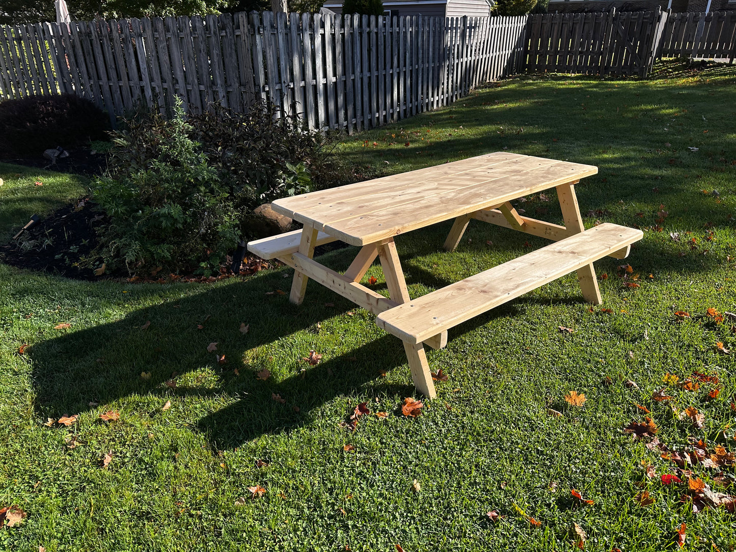 6 or 8 Foot Picnic Table with Attached Benches