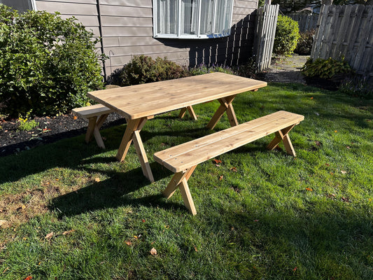 6 or 8 Foot Picnic Table with Detached benches